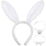 Tier Kostüm Set Kaninchen Hase Ohren Stirnband Schwanz Krawatte für Kinder Erwachsene...