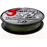 Daiwa J-Braid, 8-Fach geflochtene Angelschnur, 300 m, Dunkelgrün, Dunkelgrün,...
