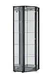 K-Möbel Eckvitrine in Schwarz (176x56,5x56,5 cm) mit 4 Glasböden, Schloss, Spiegel & LED...