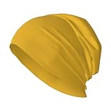YYHHAOFA Strickmütze für Herren, einfarbig, goldfarben, weich und bequem, universelle...