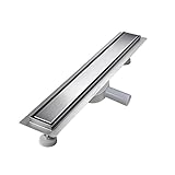 sunrik Duschrinne 80 cm, Befliesbar Duschrinne extra flach, Edelstahl Bodenablauf...