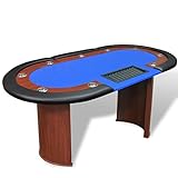 HINSD 10 Spieler Pokertisch mit Händlerfläche und Chipablage blau - Farbe: blau -...