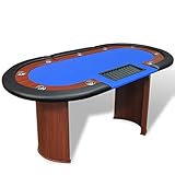 HINSD 10 Spieler Pokertisch mit Händlerfläche und Chipablage blau - Farbe: blau -...