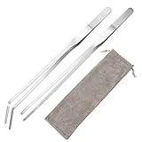 cobee Aquarium Pinzette Set mit Flanellbeutel 2 Stück Edelstahl gerade und...