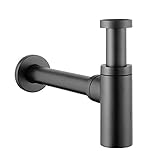 Design Siphon Geruchverschluß 1 1/4', runde Form, schwarz matt, massive...