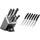 ZWILLING Vier Sterne Selbstschärfender Messerblock, 7-teilig & Twin Grip Messer-Set,...