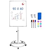 maxtek Flipchart Ständer, 90x60cm Flipcharts Whiteboard, Haken Verschieben Flipchart...