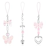 3 Stück Niedliche Handy Anhänger Y2K Handy Anhänger, ästhetische Handy-Anhänger, Rosa...