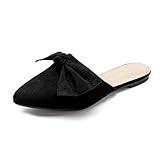 SANDALUP Pantoletten Damenschuhe mit spitzer Zehenpartie und eleganter Schleife, Schwarz,...