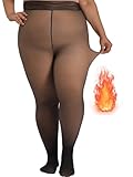 HONENNA Medias térmicas Strumpfhose mit Fleece-Futter, Übergröße, transparent, kurvig,...