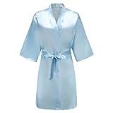 DUNSBY Satin-Bademantel, Satin-Robe, Intim-Dessous, Nachtwäsche, seidig, Brautschmuck,...