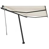 HOMEELIKE Outdoor Standmarkise 350x250 cm Cremeweiss - Robuster Aluminiumrahmen...