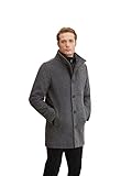 TOM TAILOR Herren Wollmantel mit Innenjacke 1032506, 30500 - Dark Grey Black Herringbone,...