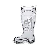 LUXENTU Bierstiefel mit Gravur, Bierglas mit 0,5 Liter Füllstrich, Personalisiertes Glas...