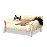 MEWOOFUN Erhöhtes Katzenbett Sofa aus Holz, 56x45cm robust großes Katzensofa –...