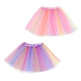 2 Tütü Pink Tüllrock Regenbogen Klassischer Tüllrock Damen Lagen Ballettrock Minirock...