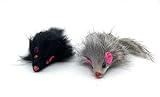 Fellefant 2 x Katzenspielzeug Maus mit echten Hasenfell, Echfell, 2‘er Set...
