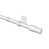 INTERDECO Cafehausstange/ausziehbare Scheiben-Gardinenstangen Weiß in 12 mm Ø, 85-135 cm