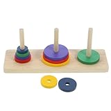 Vaguelly Holz Tower of Hanoi Puzzle Buntes Intellektuelles Denkspiel für Erwachsene und...