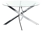Esstisch Sicherheitsglas transparent ⌀ 120 cm rund Metallgestell silber Maramo