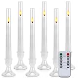 IMAGE 6Pcs flammenlose Kerzen mit Kerzenhalter, Batteriebetriebene Stabkerzen Flackernde...