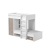 Stella Trading MAXI Hochbett mit Schrank & 2x Liegeflächen 90 x 200 cm - Platzsparendes...
