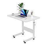 PIPIPOXER 60x40cm Laptoptisch mit Rollen, höhenverstellbarer 69-90cm, Schreibtisch...