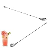 2 Stück Barlöffel Edelstahl Spiralmuster Cocktail-Rührlöffel Professioneller...