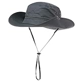 Comhats Outdoor Faltbarer Boonie Buschhut mit Kinnband UPF 50+ Unisex Dunkelgrau...