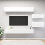 LAPOOH 6-TLG. TV-Schrank-Set Weiß Holzwerkstoff, Wohnzimmer Möbel, Sideboard Wohnzimmer,...