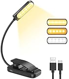 Leselampe Buch Klemme, GARITE 10 LED Buchlampe mit Stufenloser Dimmung, 3...