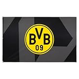 BVB Hissfahne Schwarz 250x150cm - Große Borussia Dortmund Flagge mit Emblem, 100%...