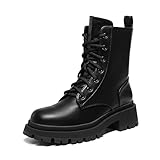 DREAM PAIRS Damenstiefel Schnürstiefel Silhouette Bequemer Reißverschluss Warmes Futter...