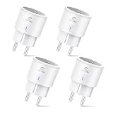 EIGHTREE Smart WLAN Steckdose 4er Pack, Alexa Zubehör WiFi Steckdose mit Strommessung,...