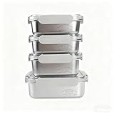 FOLAI 4er set 304-Edelstahl Frischhaltedosen mit deckel Vorratsbehälterset,kühlschrank...