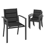Devoko Gartenstuhl Set 4, stapelbarer Aluminium-Esszimmerstuhl, max. Belastung...