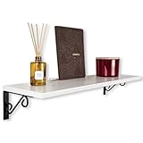 Wandregal weiß mit Ornamentstütze 59x20 cm, Regal weiß Wand für Fotorahmen und Deko,...
