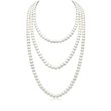 Tomedeks 1 Stück Perlenkette 150 Cm, Perlenkette Damen, Perlenkette Lang,1920S...