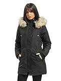 ONLY Damen Jacke Winterparka Iris Mantel mit Fellkapuze 15181307 Black XS