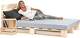 sunnypillow 140x200 cm Palettenbett mit Kopfteil Holzbett Bett aus Paletten Palettenmöbel...