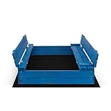 SunWood Sandkasten 100x100 cm Imprägniert Premium Sandbox mit Abdeckung...