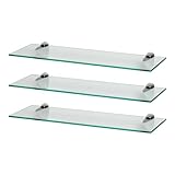 Harbour Housewares 3X Klar 60cm Schwebende Wandregale aus Glas - Badezimmer Dusche Küche...