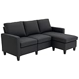 HOMCOM Ecksofa mit Schlaffunktion, L-Form Sofa mit Bettkasten, Couch mit Kissen, Eckcouch...