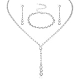 Yolev 4 Stück Brautschmuck Set Hochzeitsschmuck Braut Halskette Tropfen...