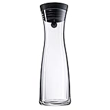 WMF Basic Wasserkaraffe aus Glas, 1 Liter, Glaskaraffe mit Deckel, Silikondeckel,...