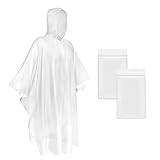 Okydoky Regenponcho mit Kapuze(Transparent,2 Stück) Kordelzug Kapuze und Dickeres...