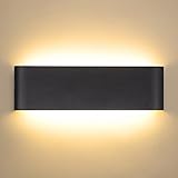 Schiele Wandleuchte 12W Wandlampe Innen 2800K Warmweiß 30cm Wandleuchte Schwarz...