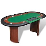 HINSD 10 Spieler Pokertisch mit Händlerfläche und Chipablage grün - Farbe: grün -...
