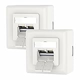 VCELINK Universal Netzwerkdose Cat6A, 2 x RJ45 Port Lan Dose, Datendose Aufputz oder...
