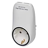EMOS P0072 Steckdose, Schuko Steckdosenadapter mit 2 USB-Ports 2100 mA, Kindersicherung,...